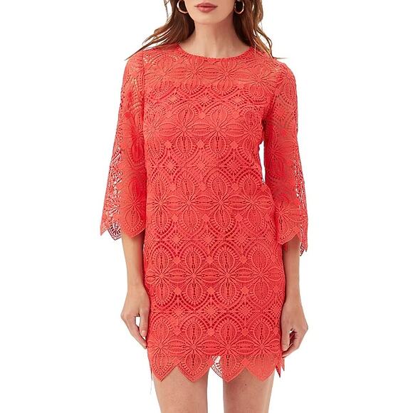 NWT TRINA TURK Dress Red Venetian Lace Party Cocktail Wedding Guest Dress Sz 8 - Picture 7 of 14